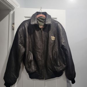 Vintage antique Sabian (cymbals) Real Leather Boomer Jacket / removable colar